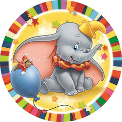 Lofaris Little Cute Elephant And Mouse Round Birthday Backdrop