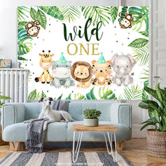 Lofaris Little Cute Jungle Animals Wild 1st Birthday Backdrop