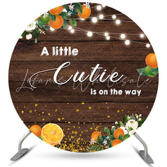 Lofaris Little Cutie Is On The Way Orange Round Baby Shower Backdrop