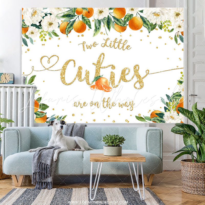 Lofaris Little Cuties Are On The Way Twins Baby Shower Backdrop