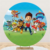 Lofaris Little Dogs And Glassland Round Boys Birthday Backdrop