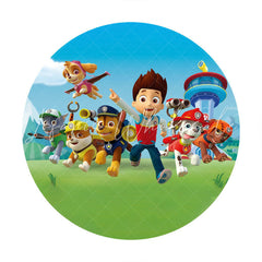 Lofaris Little Dogs And Glassland Round Boys Birthday Backdrop