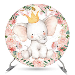 Lofaris Little Elephant Pink Floral Birthday Backdrop For Girls