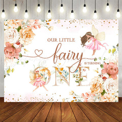 Lofaris Little Fairy Floral Glitter 1st Birthday Backdrop