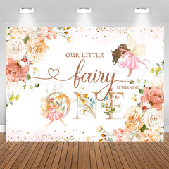 Lofaris Little Fairy Floral Glitter 1st Birthday Backdrop