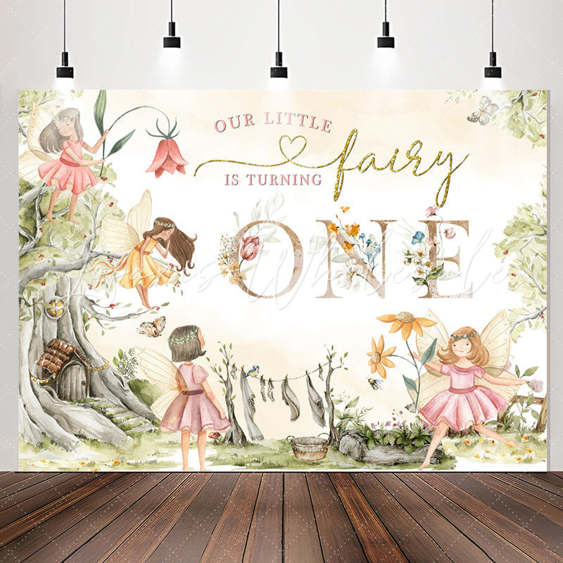 Lofaris Little Fairy Is Turning One 1st Birthday Backdrop