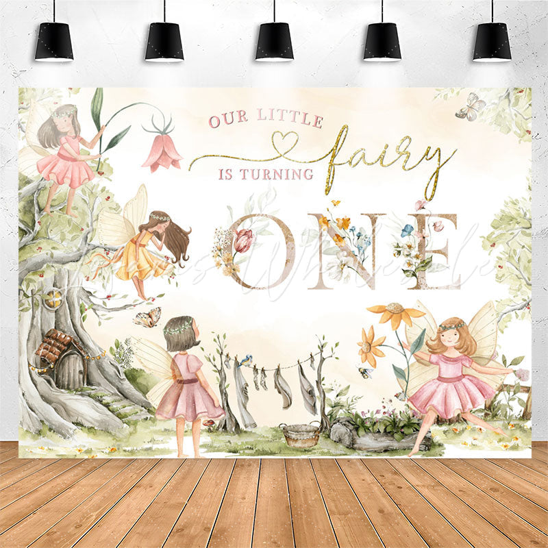 Lofaris Little Fairy Is Turning One 1st Birthday Backdrop