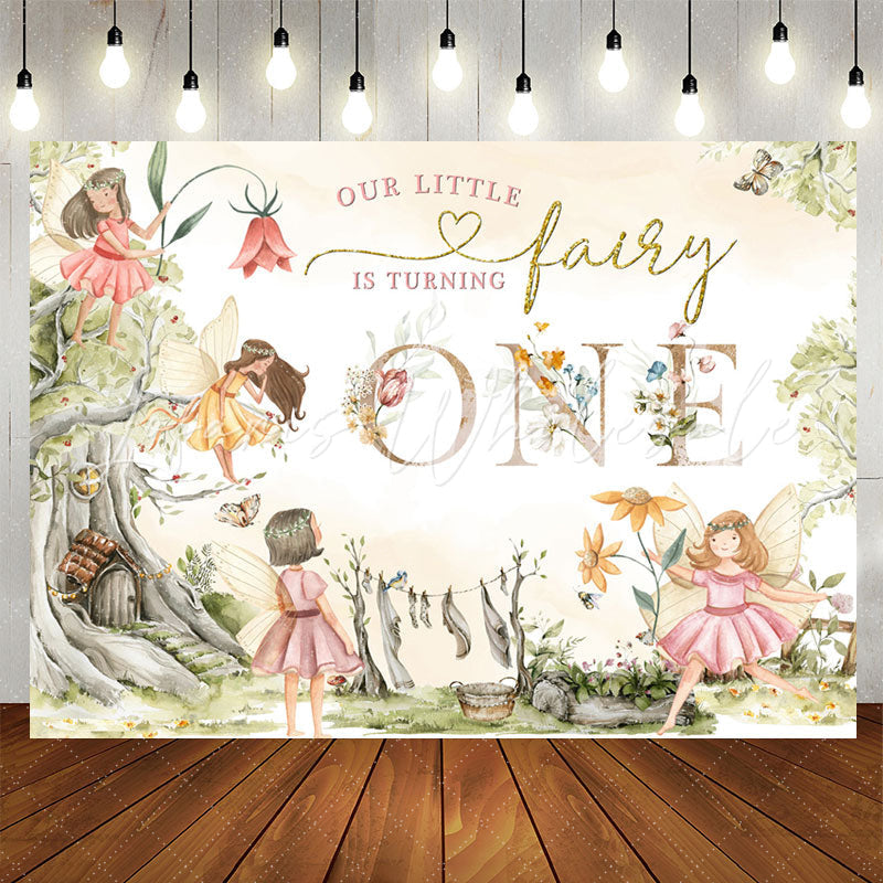 Lofaris Little Fairy Is Turning One 1st Birthday Backdrop
