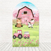 Little Farm Pink Barn Arch Backdrop for Cute and Fun Party Celebrations