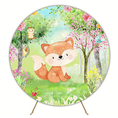 Little Fox in the Forest Round Backdrop for Whimsical Party