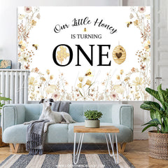 Lofaris Little Honey Is Turning One Bee Flower Birthday Backdrop
