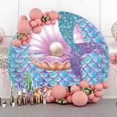Lofaris Little Mermaid Tail Pearl Round Party Backdrop