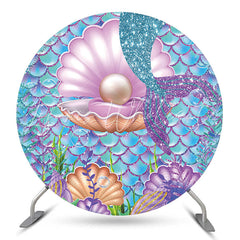 Lofaris Little Mermaid Tail Pearl Round Party Backdrop
