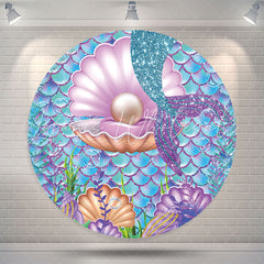 Lofaris Little Mermaid Tail Pearl Round Party Backdrop