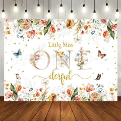 Lofaris Little Miss Floral 1st Birthday Backdrop For Girl