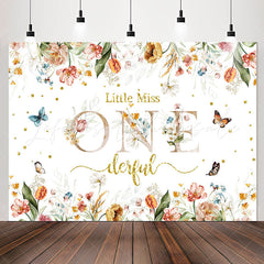Lofaris Little Miss Floral 1st Birthday Backdrop For Girl