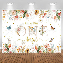 Lofaris Little Miss Floral 1st Birthday Backdrop For Girl