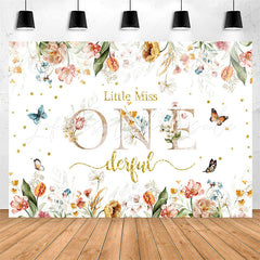 Lofaris Little Miss Floral 1st Birthday Backdrop For Girl