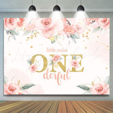 Lofaris Little Miss One Floral Themed Birthday Backdrop for Girls