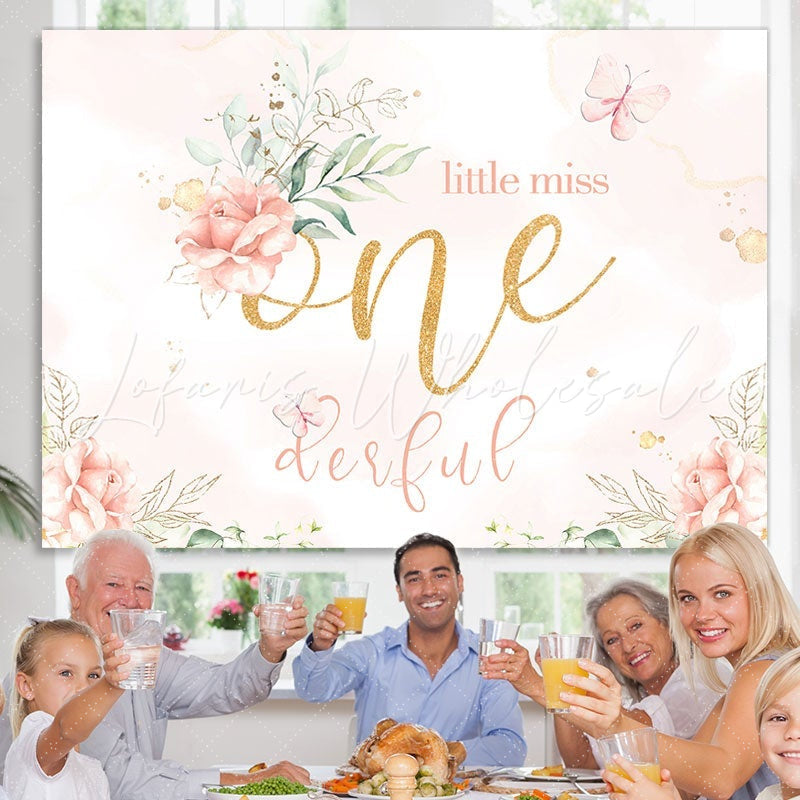 Lofaris Little miss onederful birthday party backdrop for girl