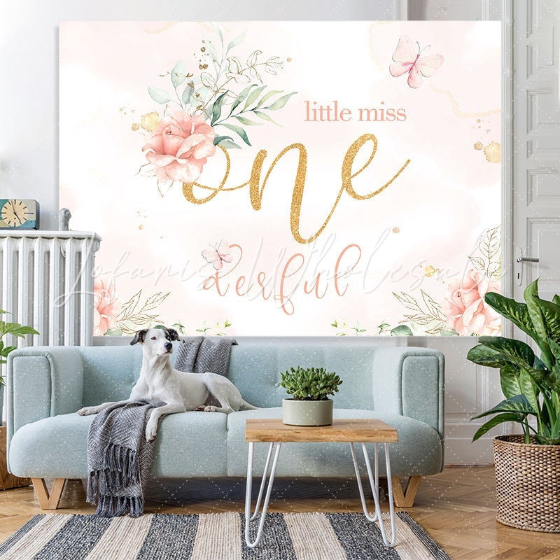 Lofaris Little miss onederful birthday party backdrop for girl