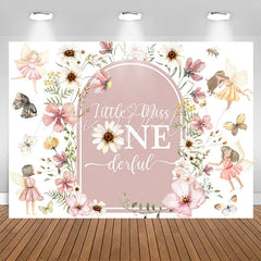 Lofaris Little Miss Onederful Flower Fairy Birthday Backdrop
