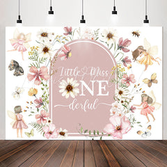 Lofaris Little Miss Onederful Flower Fairy Birthday Backdrop