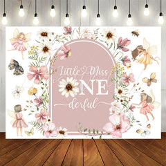 Lofaris Little Miss Onederful Flower Fairy Birthday Backdrop