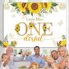 Lofaris Little Miss Onederful Sunflower 1st Birthday Backdrop