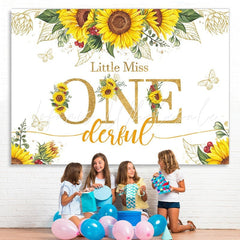 Lofaris Little Miss Onederful Sunflower 1st Birthday Backdrop