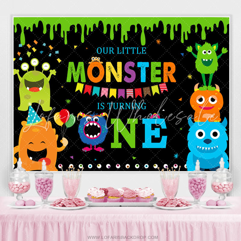 Lofaris Little Monster Is Turning One Birthday Backdrop
