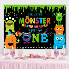 Lofaris Little Monster Is Turning One Birthday Backdrop