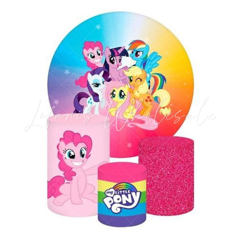 Little Pony Themed Round Backdrop and Cylinders Kit for Kids