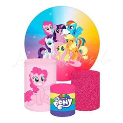 Little Pony Themed Round Backdrop and Cylinders Kit for Kids