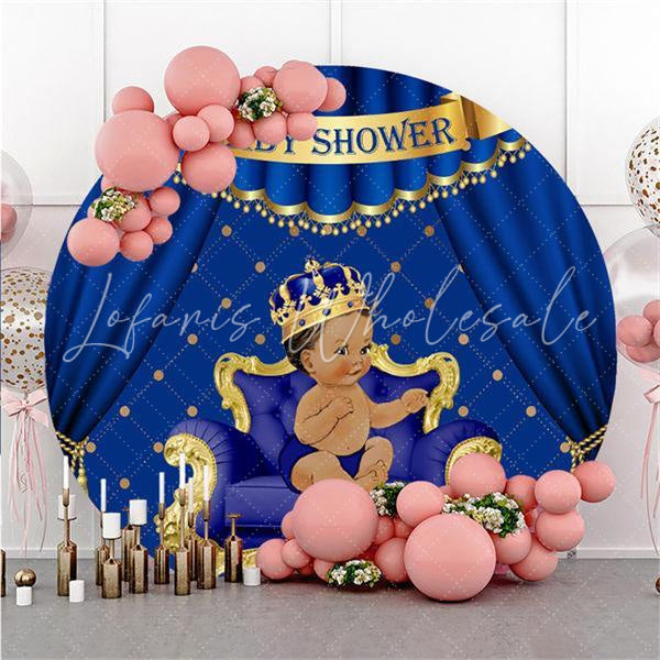 Lofaris Little Prince Blue Theme Round Baby Shower Backdrop