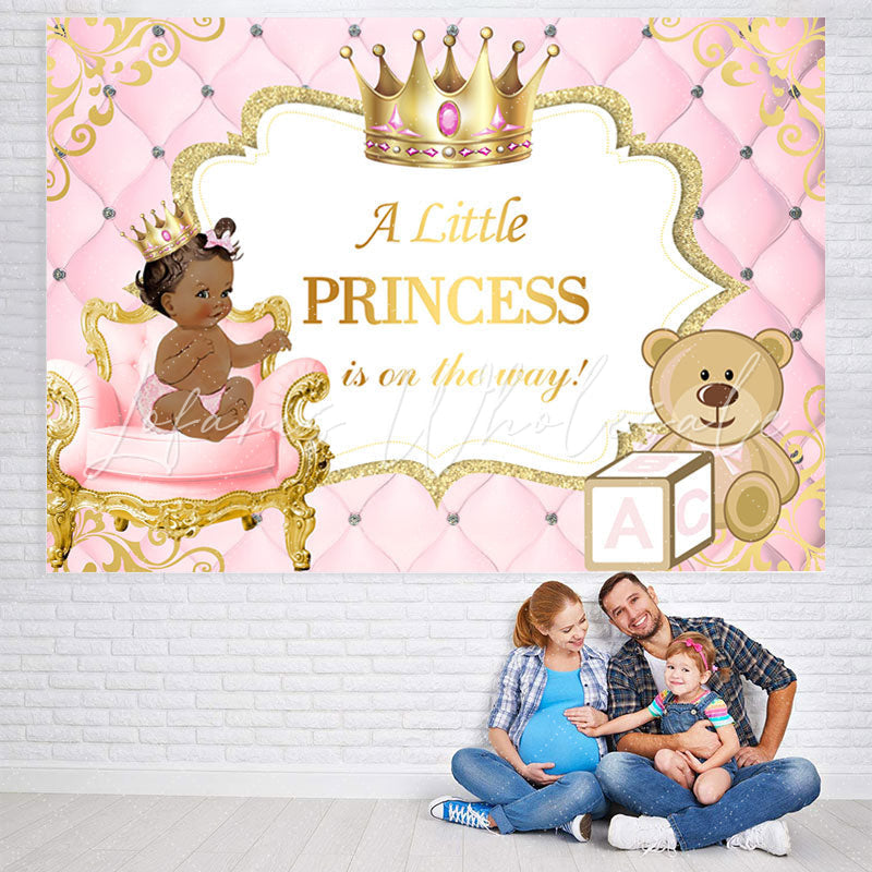 Lofaris Little Princess and Teddy Bear Baby Shower Backdrop