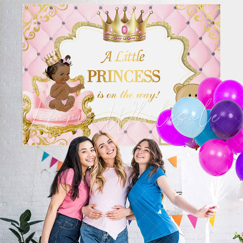 Lofaris Little Princess and Teddy Bear Baby Shower Backdrop