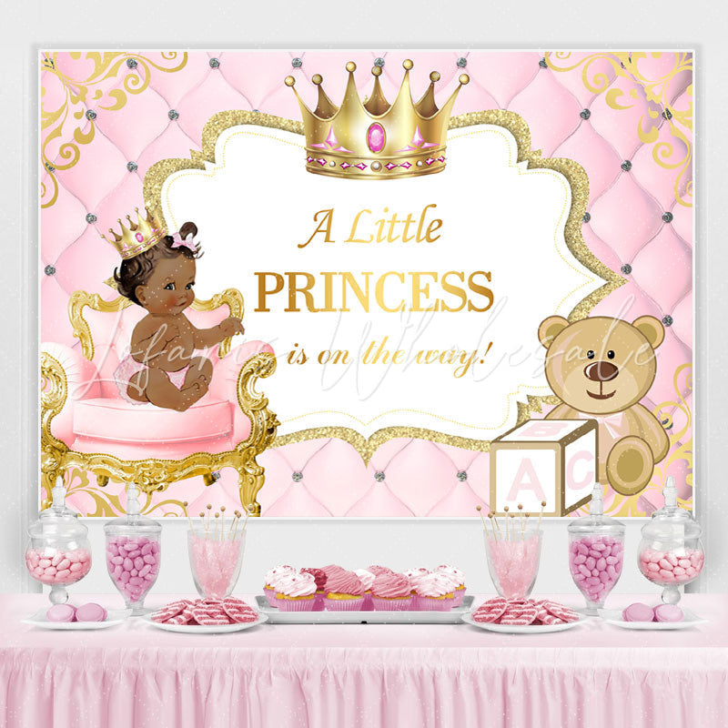 Lofaris Little Princess and Teddy Bear Baby Shower Backdrop