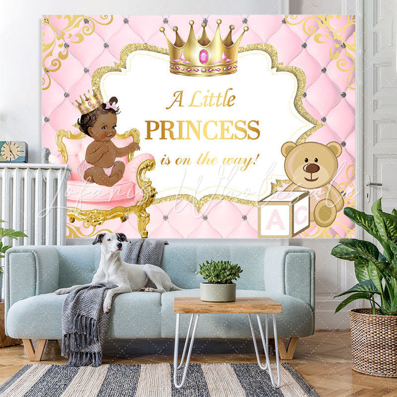 Lofaris Little Princess and Teddy Bear Baby Shower Backdrop