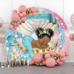 Lofaris Little Princess Mermaid Round Baby Shower Backdrop
