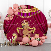 Lofaris Little Princess Red Theme Round Baby Shower Backdrop