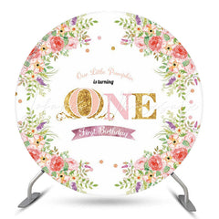 Lofaris Little Pumpkin Happy 1st Birthday Circle Backdrop