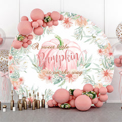 Lofaris Little Pumpkin Is On The Way Baby Shower Round Backdrop