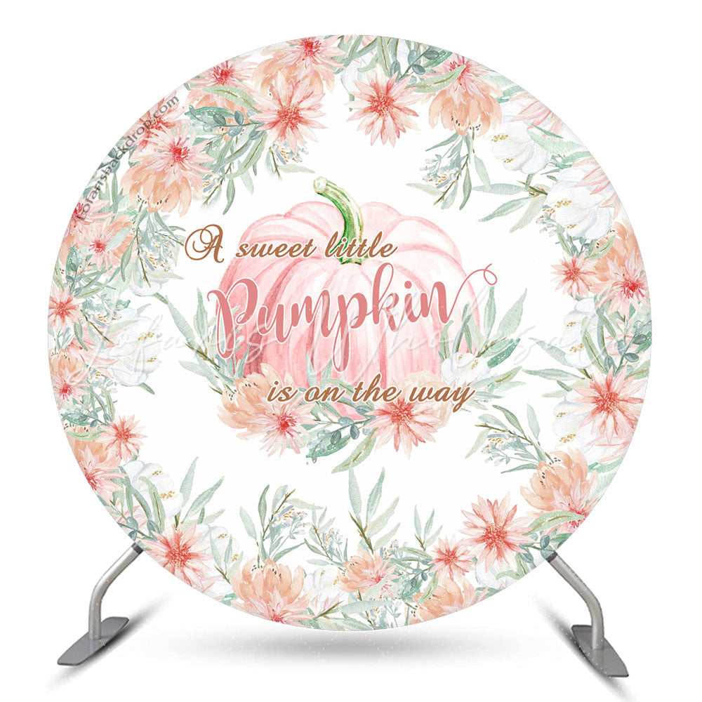 Lofaris Little Pumpkin Is On The Way Baby Shower Round Backdrop