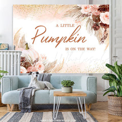 Lofaris Little Pumpkin Light Pink Floral Baby Shower Backdrop