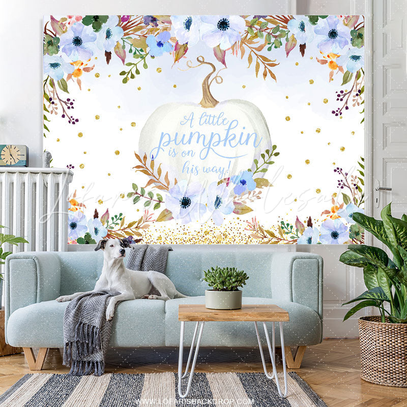 Lofaris Little Pumpkin On His Way Halloween Baby Shower Backdrop