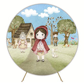 Little Red Riding Hood Background Round Backdrop for Fairy Tale Party