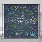 Lofaris Little School Patterns Dark Blue Back To Backdrop