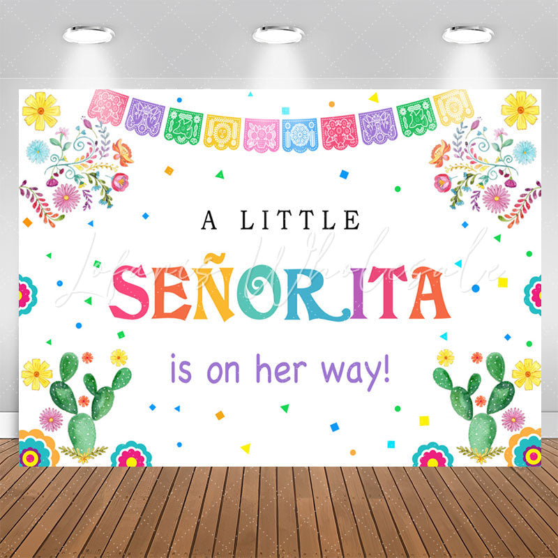 Lofaris Little Senorita On The Way Fiesta Baby Shower Backdrop