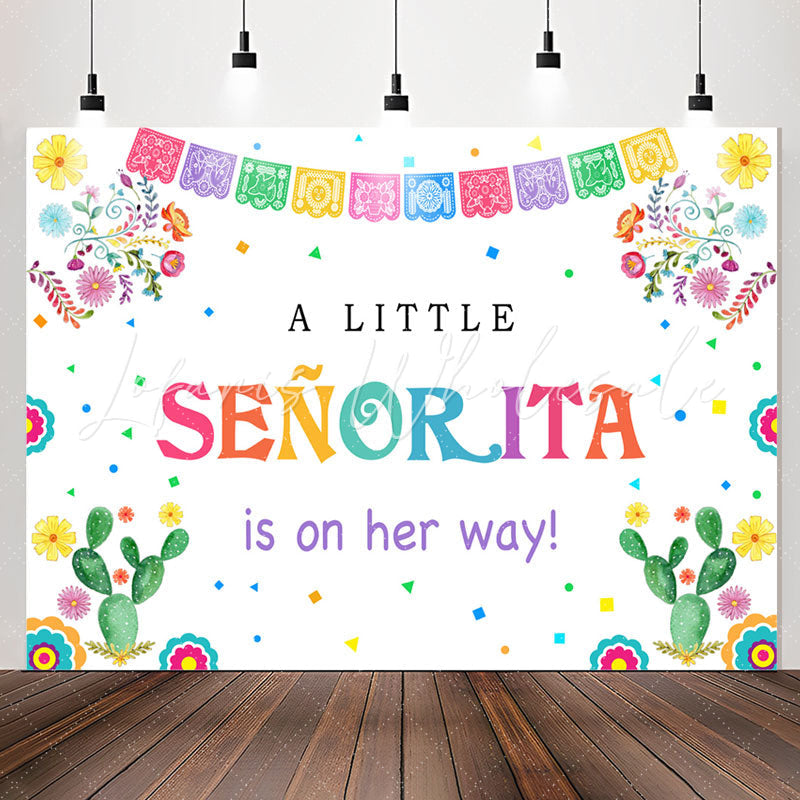 Lofaris Little Senorita On The Way Fiesta Baby Shower Backdrop